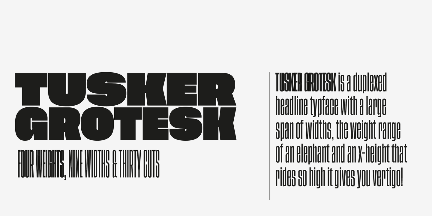 Ejemplo de fuente Tusker Grotesk 2700 Bold